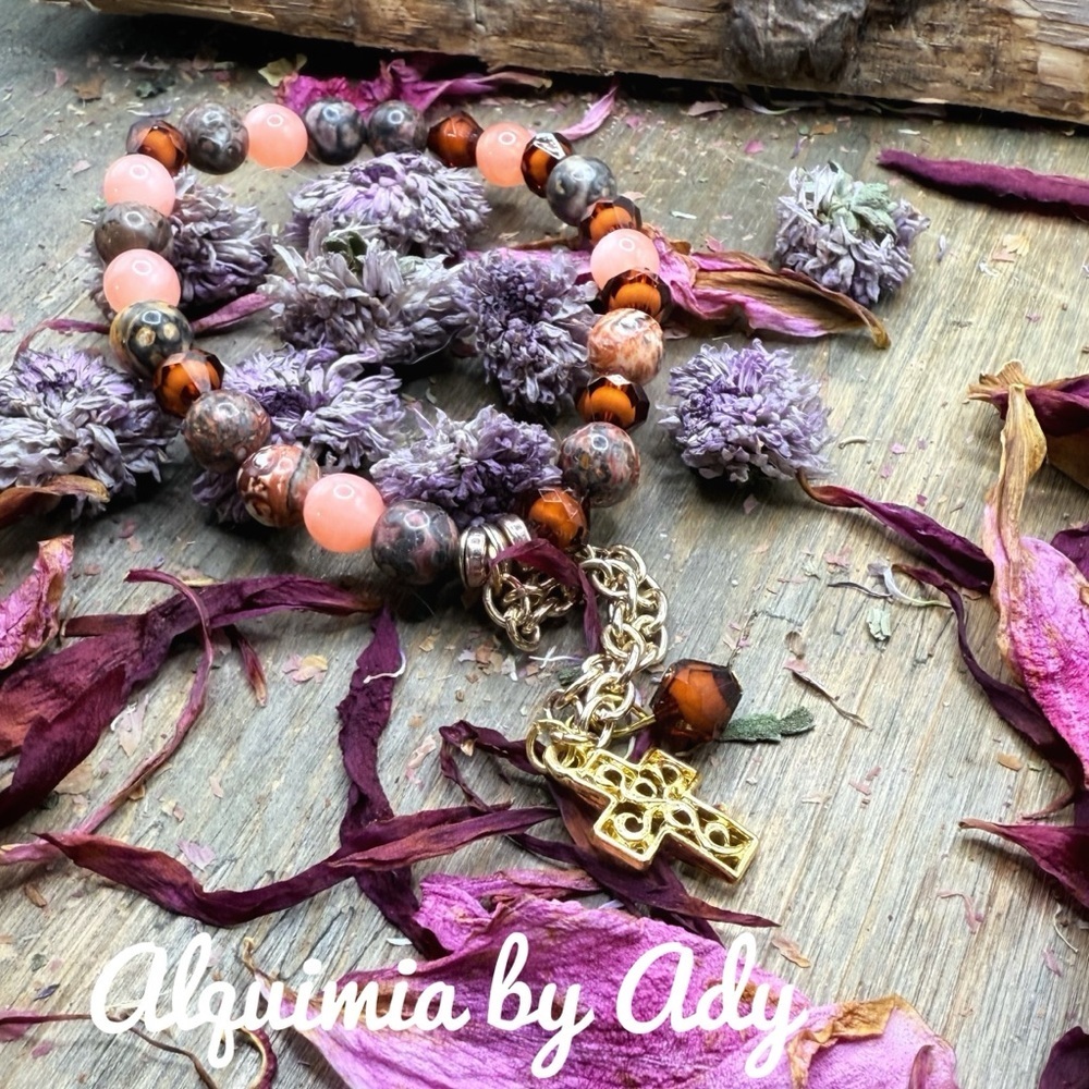 Alquimia Orange and Gold Beaded Bracelet
